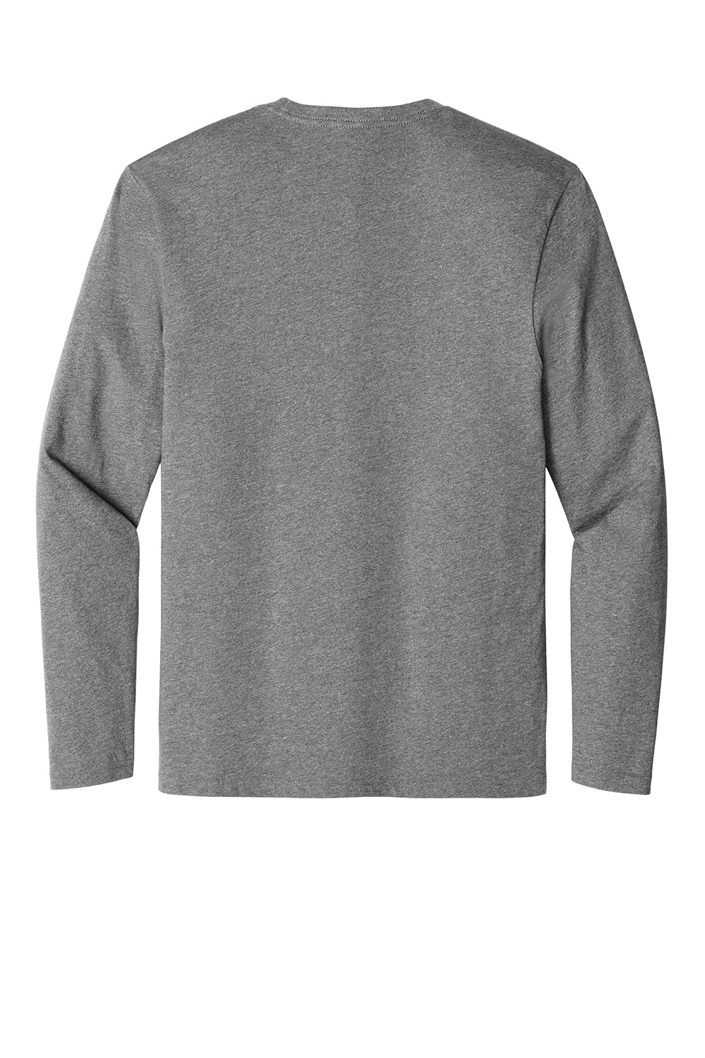 District DT105 Mens Perfect Weight Long Sleeve Crewneck T-Shirt Heather Steel Grey Flat Back