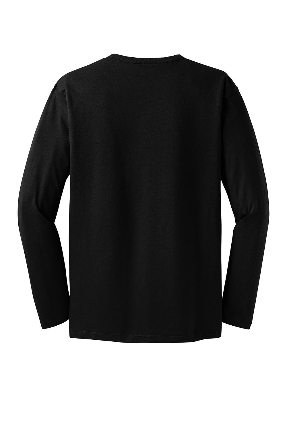 District DT105 Mens Perfect Weight Long Sleeve Crewneck T-Shirt Black Flat Back