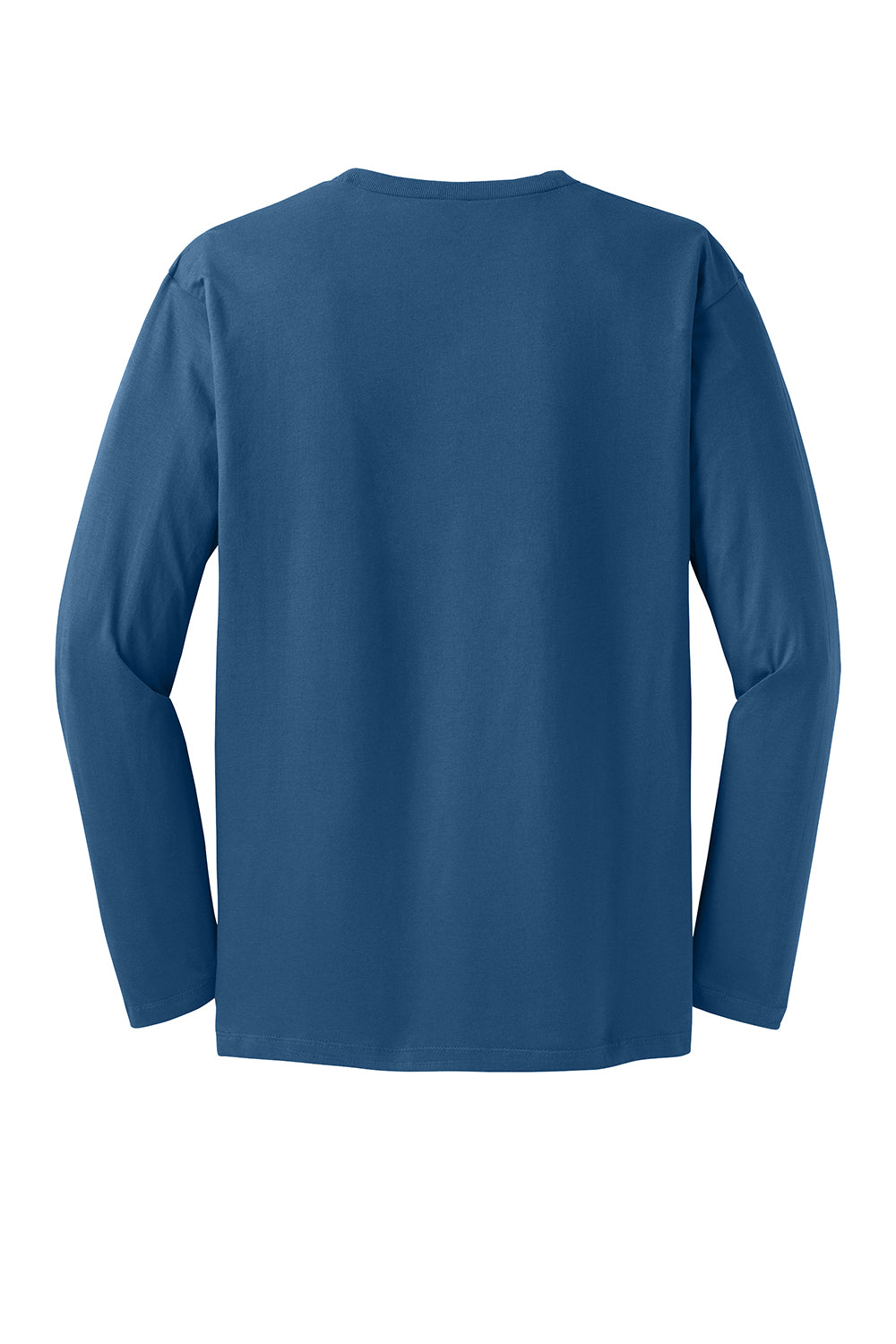 District DT105 Mens Perfect Weight Long Sleeve Crewneck T-Shirt Maritime Blue Flat Back