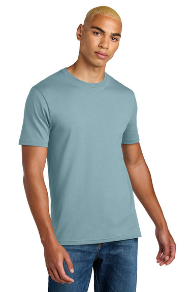 District DT106 Mens Perfect Weight Icon Short Sleeve Crewneck T-Shirt Fog Blue Model Front