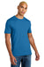 District DT106 Mens Perfect Weight Icon Short Sleeve Crewneck T-Shirt Bright Blue Model Front