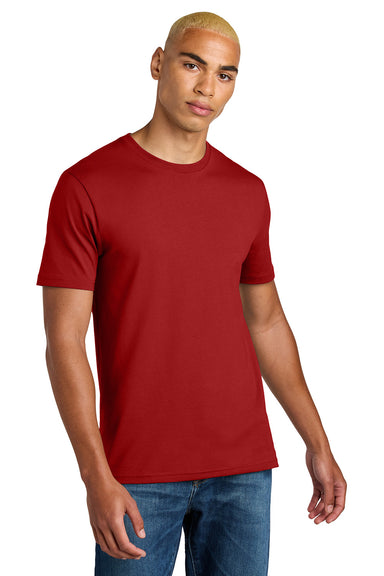 District DT106 Mens Perfect Weight Icon Short Sleeve Crewneck T-Shirt Classic Red Model Front