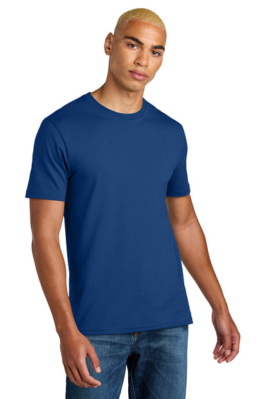 District DT106 Mens Perfect Weight Icon Short Sleeve Crewneck T-Shirt Deep Royal Blue Model Front