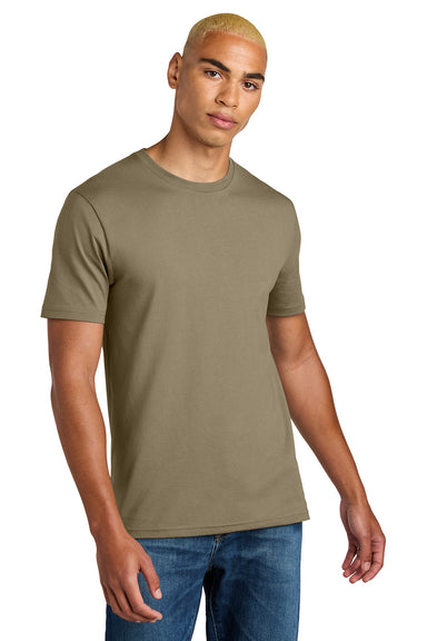 District DT106 Mens Perfect Weight Icon Short Sleeve Crewneck T-Shirt Dune Brown Model Front