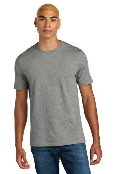 District DT106 Mens Perfect Weight Icon Short Sleeve Crewneck T-Shirt Heather Steel Grey Model Front