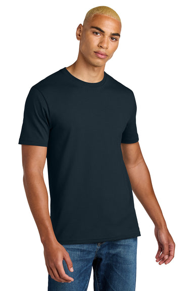 District DT106 Mens Perfect Weight Icon Short Sleeve Crewneck T-Shirt New Navy Blue Model Front