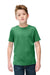 District DT108Y Youth Perfect Blend CVC Short Sleeve Crewneck T-Shirt Heather Kelly Green Model Front