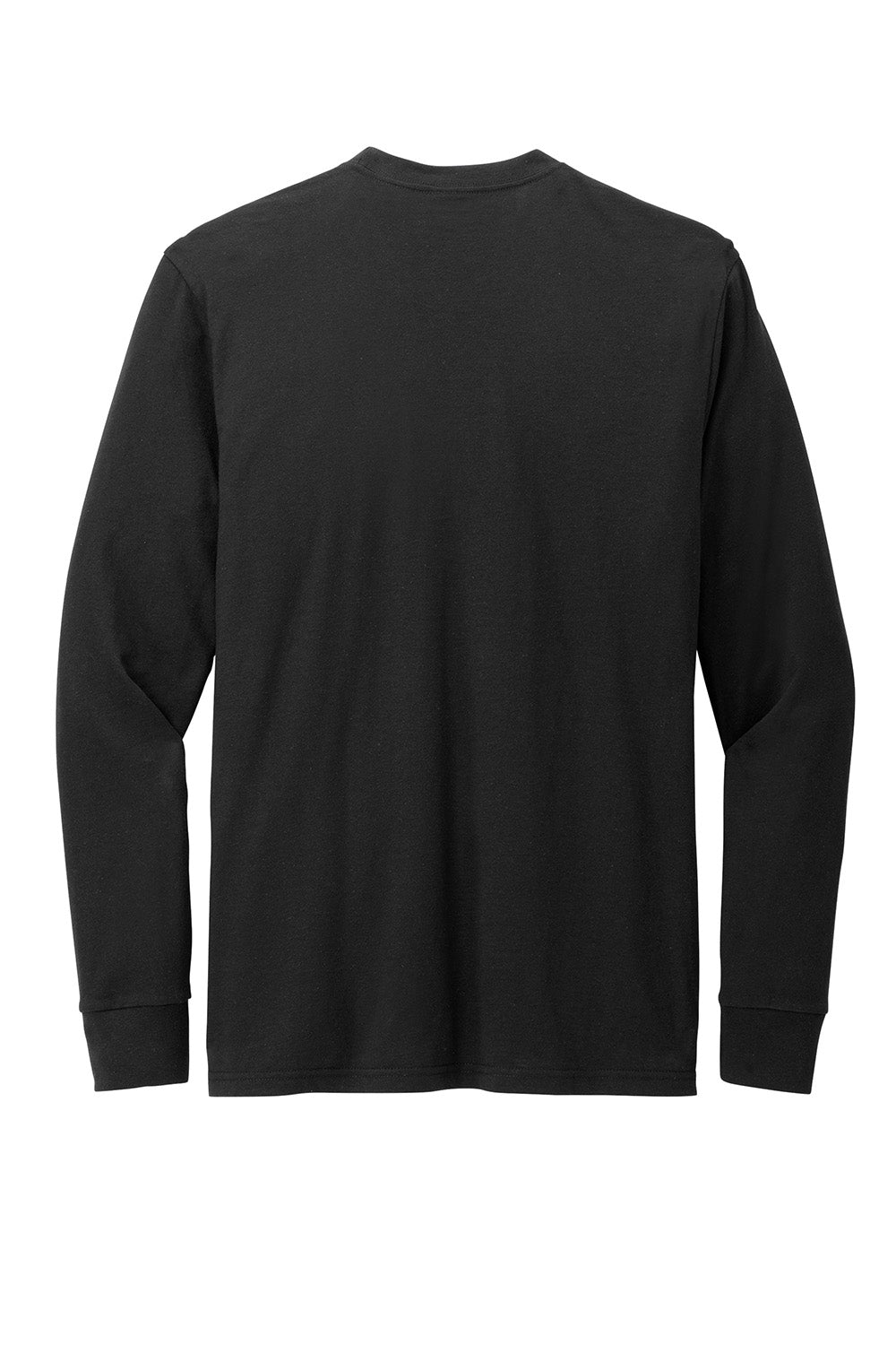 District DT109 Mens Perfect Blend CVC Long Sleeve Crewneck T-Shirt Black Flat Back