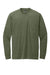 District DT109 Mens Perfect Blend CVC Long Sleeve Crewneck T-Shirt Heather Olive Green Flat Front