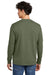 District DT109 Mens Perfect Blend CVC Long Sleeve Crewneck T-Shirt Heather Olive Green Model Back