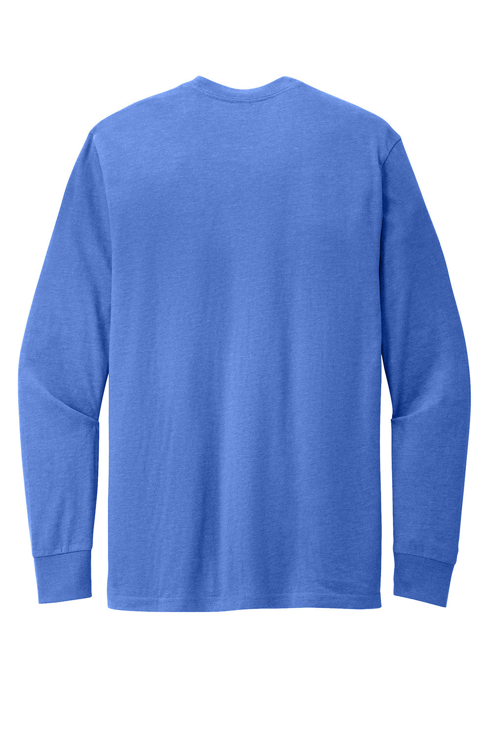 District DT109 Mens Perfect Blend CVC Long Sleeve Crewneck T-Shirt Heather Royal Blue Flat Back