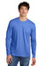 District DT109 Mens Perfect Blend CVC Long Sleeve Crewneck T-Shirt Heather Royal Blue Model Front