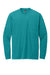 District DT109 Mens Perfect Blend CVC Long Sleeve Crewneck T-Shirt Heather Teal Blue Flat Front