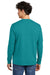 District DT109 Mens Perfect Blend CVC Long Sleeve Crewneck T-Shirt Heather Teal Blue Model Back