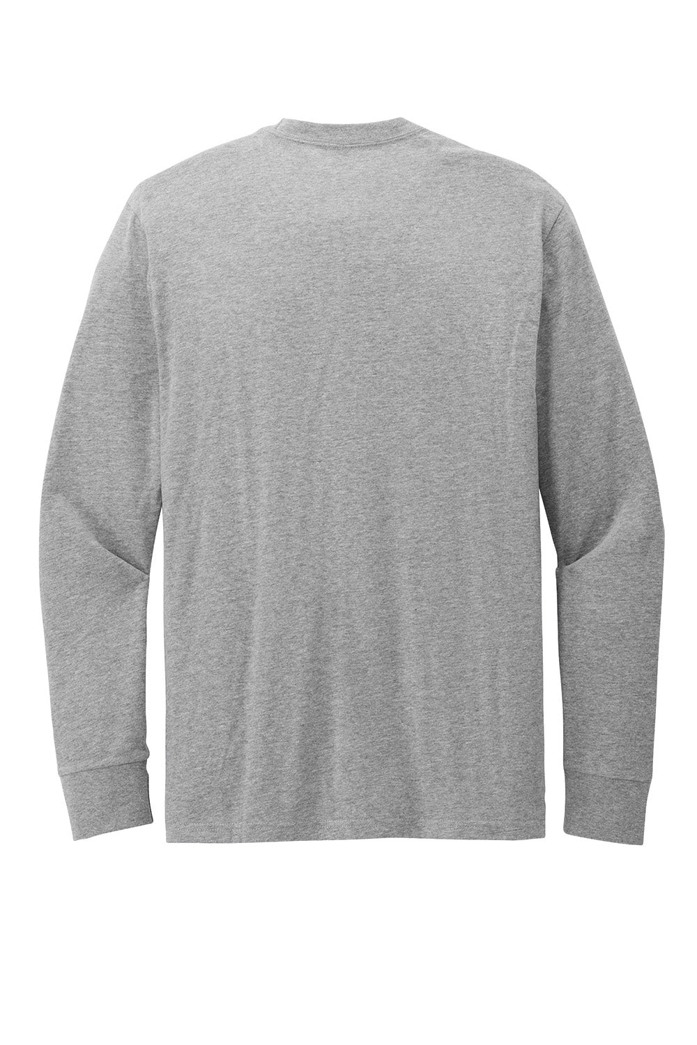 District DT109 Mens Perfect Blend CVC Long Sleeve Crewneck T-Shirt Heather Light Grey Flat Back