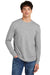 District DT109 Mens Perfect Blend CVC Long Sleeve Crewneck T-Shirt Heather Light Grey Model Front