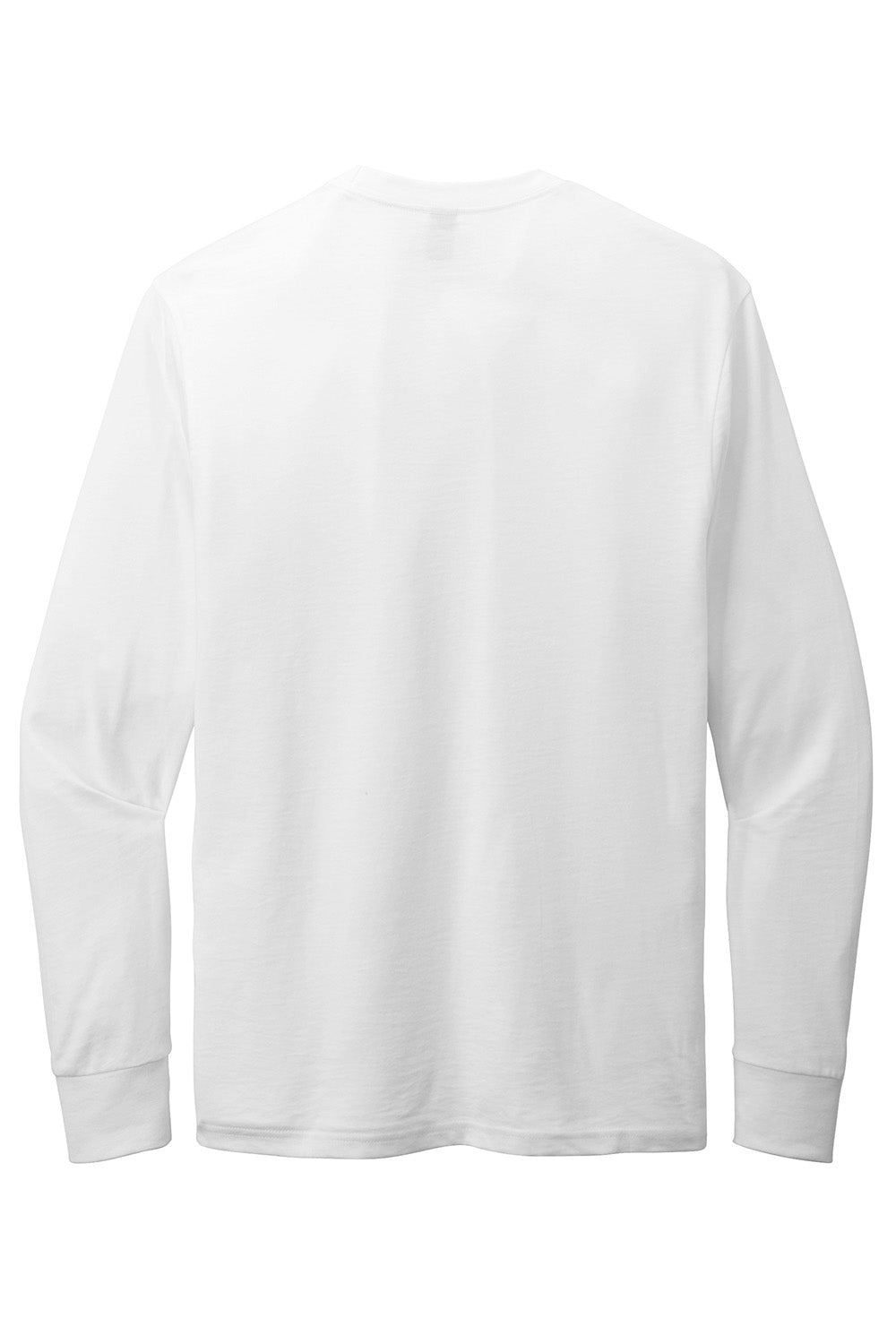 District DT109 Mens Perfect Blend CVC Long Sleeve Crewneck T-Shirt White Flat Back