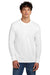 District DT109 Mens Perfect Blend CVC Long Sleeve Crewneck T-Shirt White Model Front