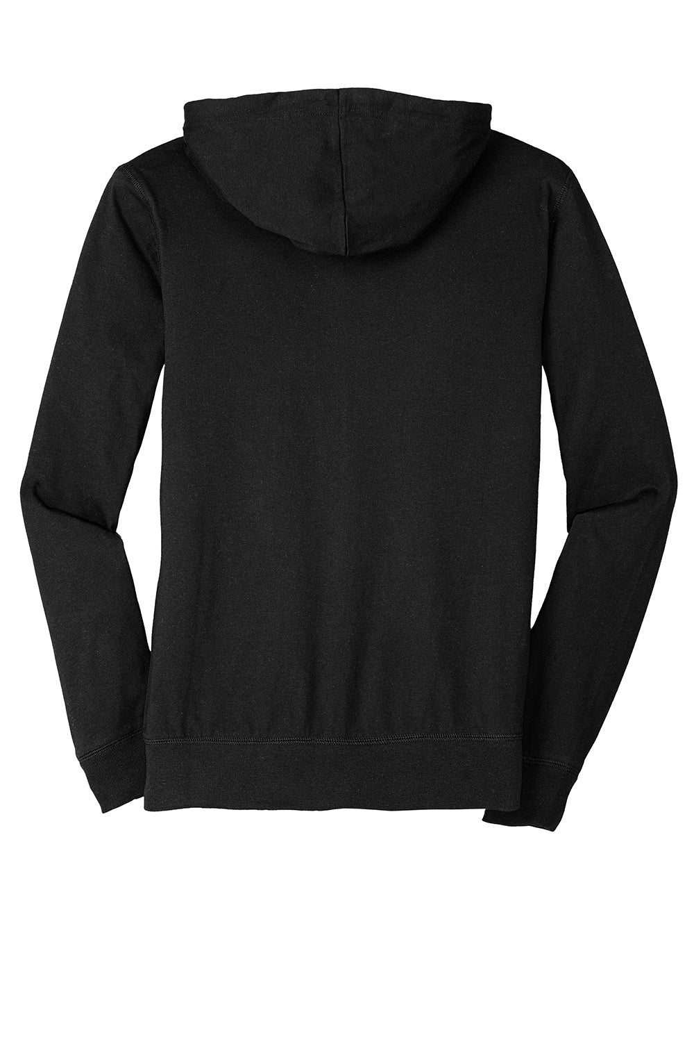 District DT1100 Mens Full Zip Hooded Sweatshirt Hoodie Black Flat Back