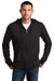 District DT1100 Mens Full Zip Hooded Sweatshirt Hoodie Black Model Front