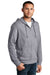 District DT1100 Mens Full Zip Hooded Sweatshirt Hoodie Heather Dark Grey Model 3q