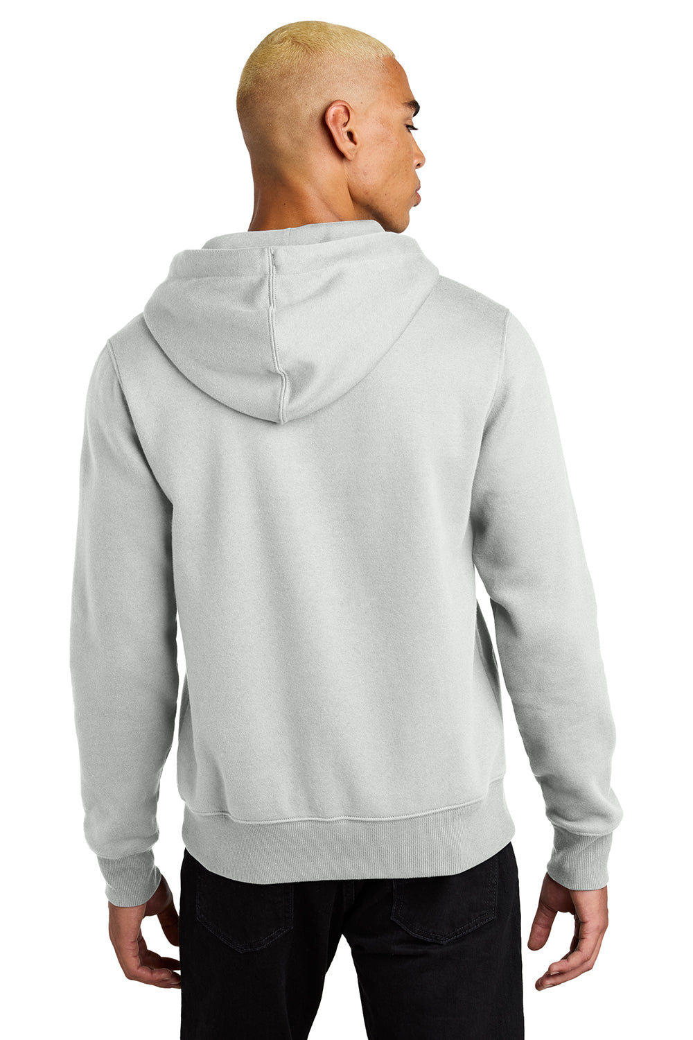 District DT1101 Mens Perfect Weight Fleece Hooded Sweatshirt Hoodie Ash Grey Model Back