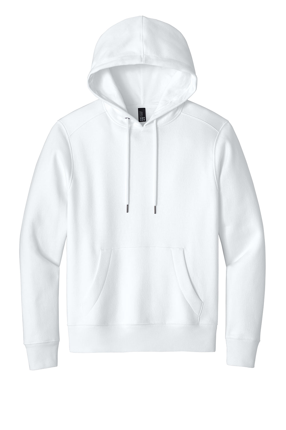 District DT1101 Mens Perfect Weight Fleece Hooded Sweatshirt Hoodie Bright White Flat Front