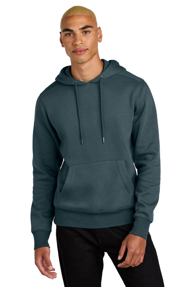 District DT1101 Mens Perfect Weight Fleece Hooded Sweatshirt Hoodie Deep Steel Blue Model Front