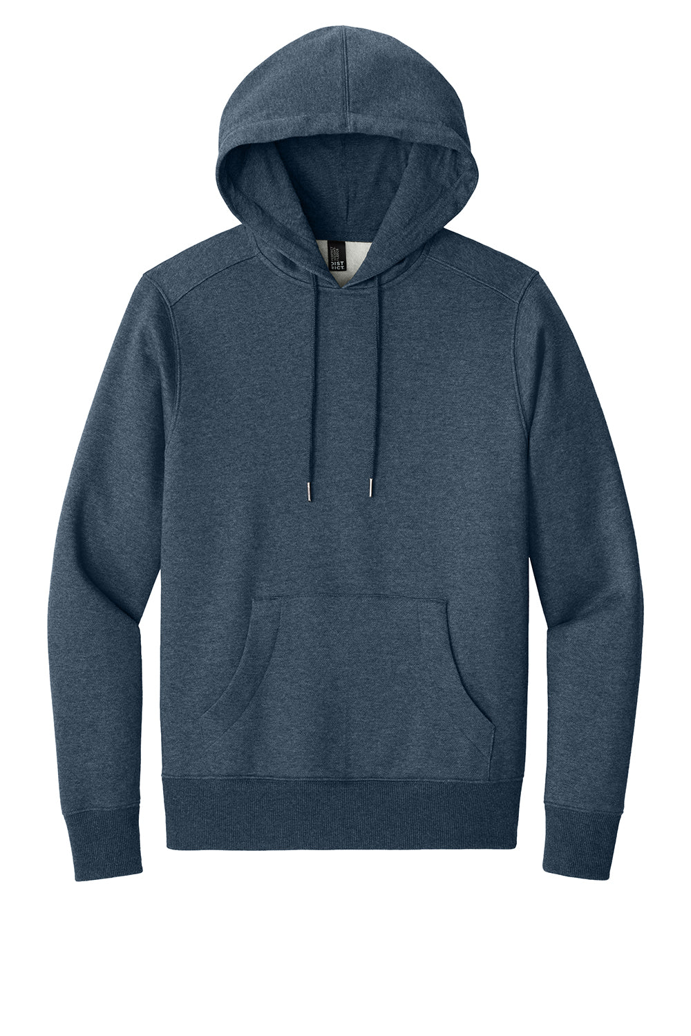 District DT1101 Mens Perfect Weight Fleece Hooded Sweatshirt Hoodie Heather Navy Blue Flat Front