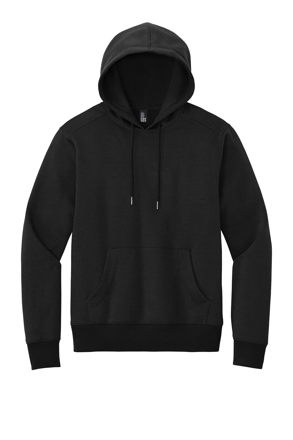 District DT1101 Mens Perfect Weight Fleece Hooded Sweatshirt Hoodie Jet Black Flat Front