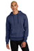 District DT1101 Mens Perfect Weight Fleece Hooded Sweatshirt Hoodie Tanzanite Blue Model Front