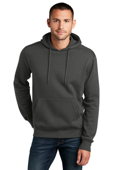 District DT1101 Mens Perfect Weight Fleece Hooded Sweatshirt Hoodie Charcoal Grey Model Front