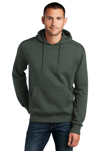 District DT1101 Mens Perfect Weight Fleece Hooded Sweatshirt Hoodie Heather Forest Green Model Front