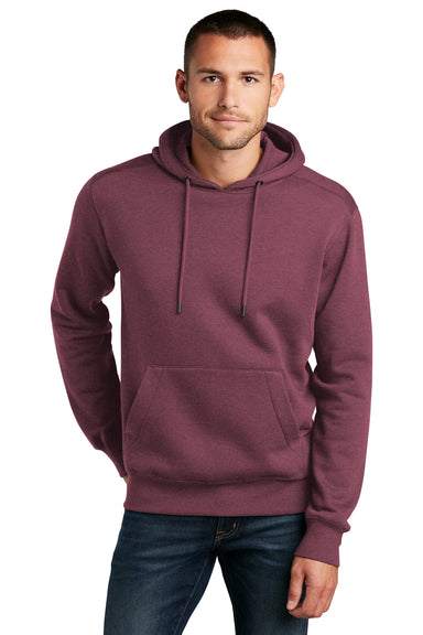 District DT1101 Mens Perfect Weight Fleece Hooded Sweatshirt Hoodie Heather Loganberry Model Front