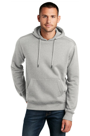 District DT1101 Mens Perfect Weight Fleece Hooded Sweatshirt Hoodie Heather Steel Grey Model Front