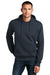 District DT1101 Mens Perfect Weight Fleece Hooded Sweatshirt Hoodie New Navy Blue Model Front