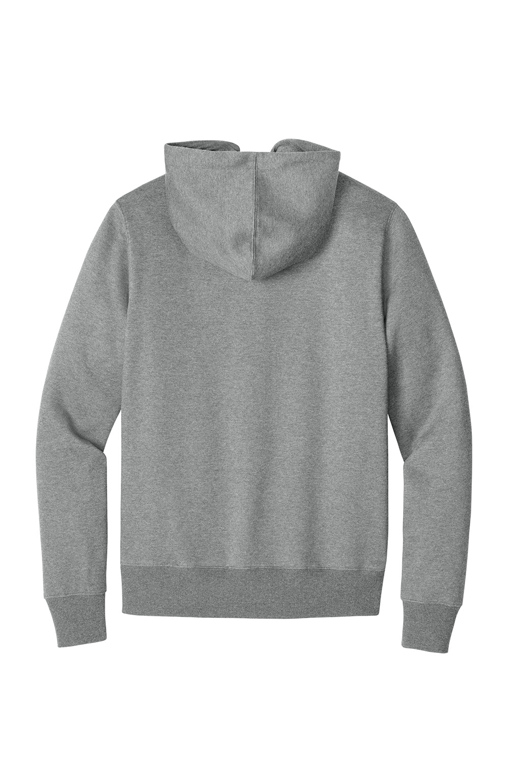 District DT1103 Mens Perfect Weight Fleece Full Zip Hooded Sweatshirt Hoodie Heather Steel Grey Flat Back