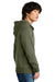 District DT1103 Mens Perfect Weight Fleece Full Zip Hooded Sweatshirt Hoodie Military Green Model Side