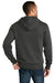 District DT1103 Mens Perfect Weight Fleece Full Zip Hooded Sweatshirt Hoodie Charcoal Grey Model Back