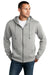 District DT1103 Mens Perfect Weight Fleece Full Zip Hooded Sweatshirt Hoodie Heather Steel Grey Model Front