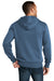 District DT1103 Mens Perfect Weight Fleece Full Zip Hooded Sweatshirt Hoodie Maritime Blue Model Back