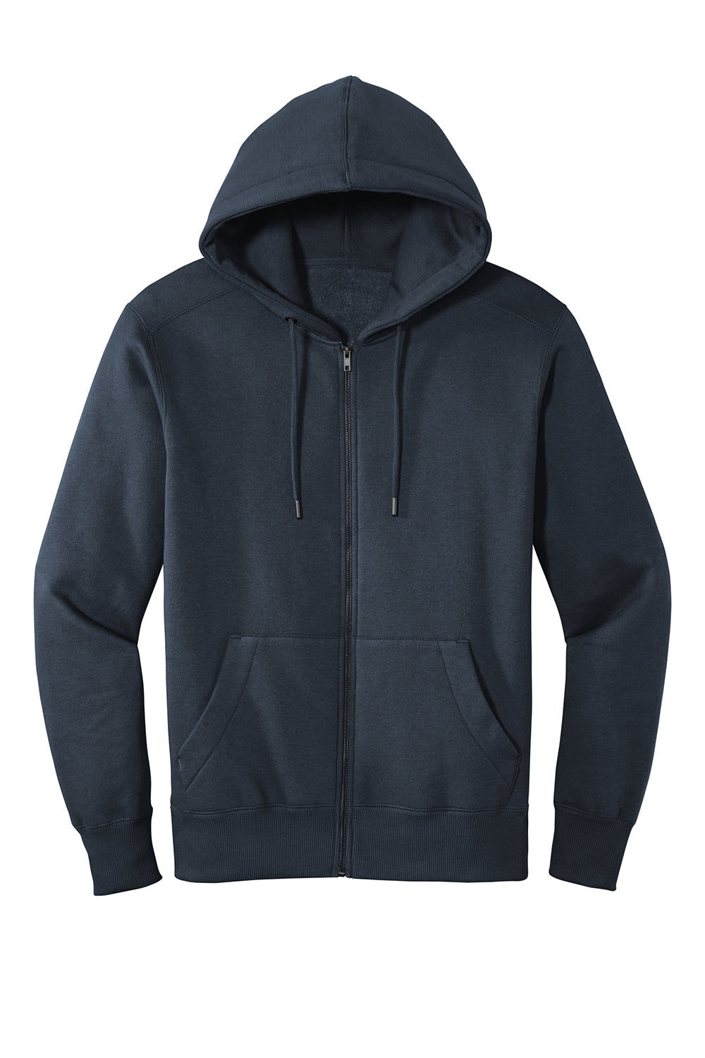 District DT1103 Mens Perfect Weight Fleece Full Zip Hooded Sweatshirt Hoodie New Navy Blue Flat Front