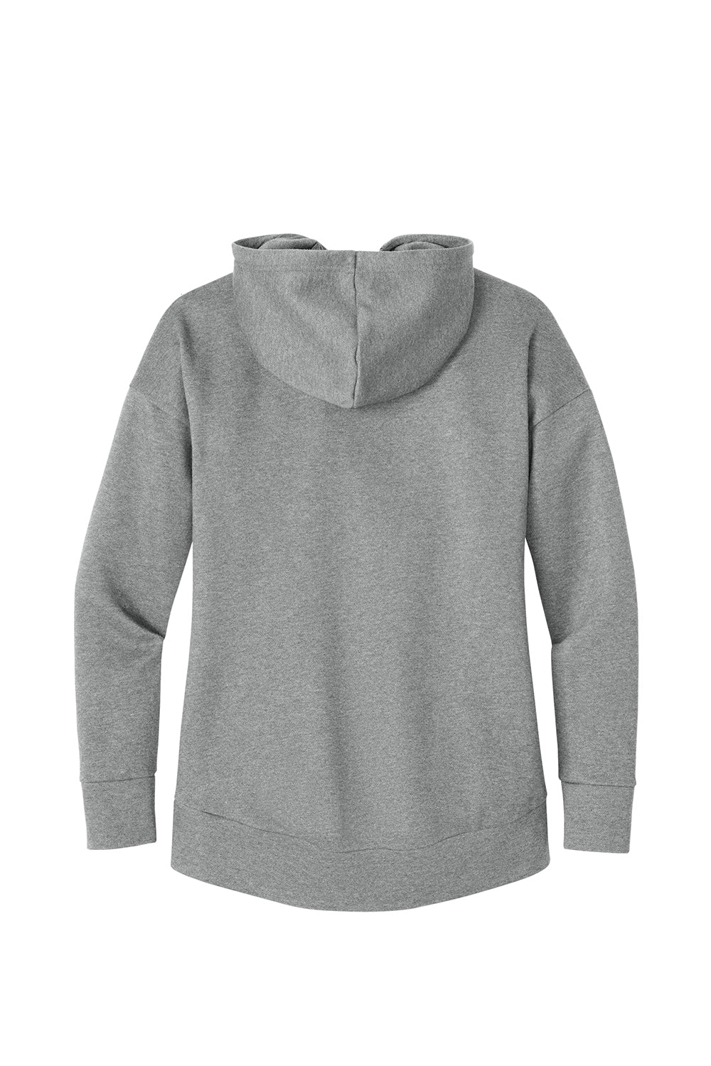 District DT1104 Womens Perfect Weight Fleece Full Zip Hooded Sweatshirt Hoodie Heather Steel Grey Flat Back