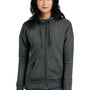 District Womens Perfect Weight Fleece Full Zip Hooded Sweatshirt Hoodie - Heather Charcoal Grey