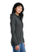 District DT1104 Womens Perfect Weight Fleece Full Zip Hooded Sweatshirt Hoodie Heather Charcoal Grey Model Side