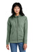 District DT1104 Womens Perfect Weight Fleece Full Zip Hooded Sweatshirt Hoodie Laurel Green Model Front