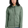 District Womens Perfect Weight Fleece Full Zip Hooded Sweatshirt Hoodie - Laurel Green