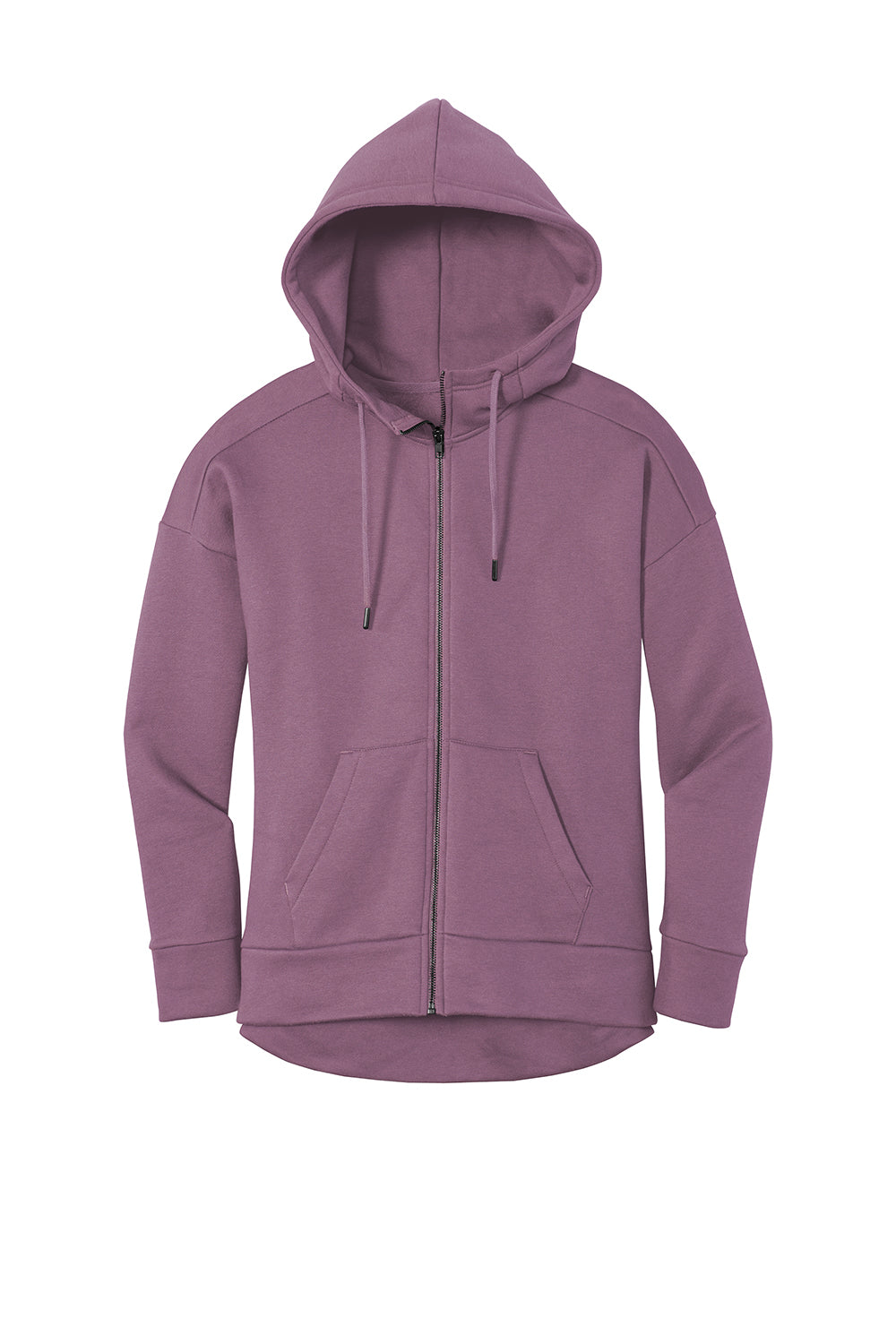 District DT1104 Womens Perfect Weight Fleece Full Zip Hooded Sweatshirt Hoodie Orchid Haze Flat Front