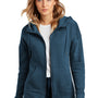 District Womens Perfect Weight Fleece Full Zip Hooded Sweatshirt Hoodie - Heather Poseidon Blue