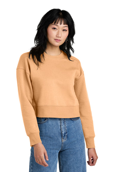 District DT1105 Womens Perfect Weight Fleece Cropped Crewneck Sweatshirt Apricot Orange Model Front